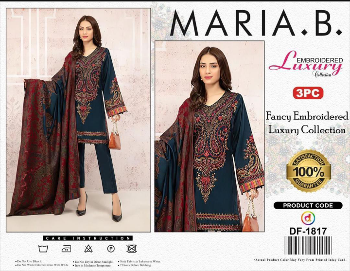 3 PCs Women's Unstitched Khaddar Embroidered Suit