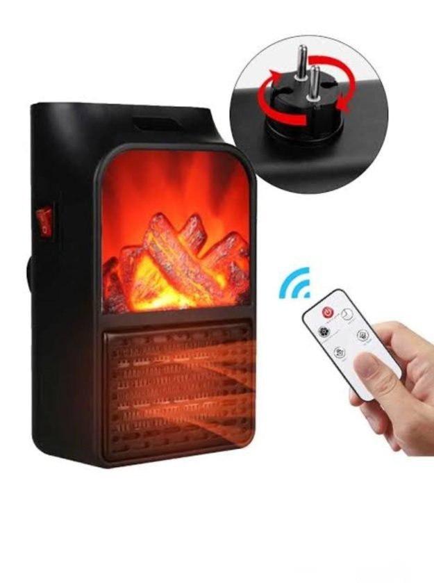 Plug in Small Flame Heater, Mini Fan Heater Household Portable Handy Space Heater Warmer With LED Display For Home/Office/Camper | Flame Heater with Remote Fast & Simple Heat Instantly Quick Heating Heator Adjustable Size