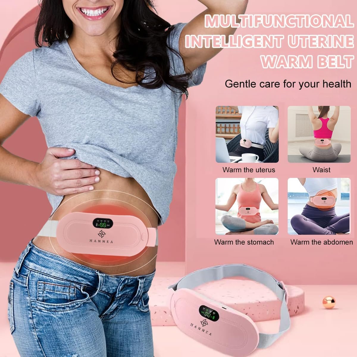 Period Cramps Heating And Vibrating Digital Period Pad Women’s Care Pain Relief | Portable Heating Pad Menstrual Heating Massager Belt Abdominal Belt Period Relief Thermal Massager Belly Warm Palace Belt